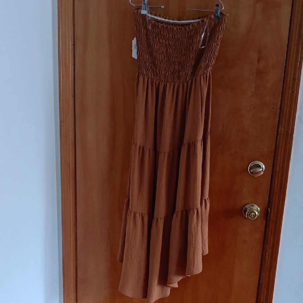 Altar'd State Chocolate Strapless Maxi Dress - Picture 5 of 6